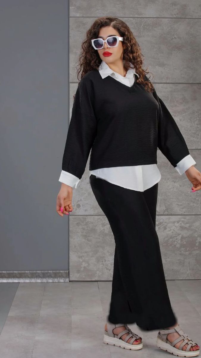 ست بلوز و شلوار بگ ،جنس کتان 