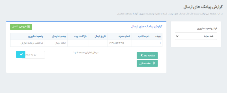 گزارش ارسال نشدن پیامک