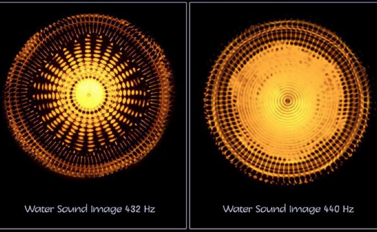 عکس معروفی که باهاش فرکانس ۴۴۰ هرتز و ۴۳۲ هرتز رو مقایسه میکنند.