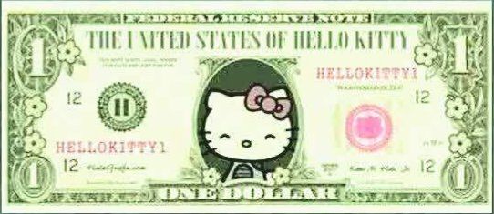 اسکناس های هلو کیتی(در بازی فقط ۳ اسکناس وجود دارد)