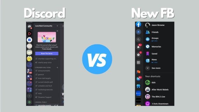 مقایسه رابط کاربری دیسکورد و فیس‌بوک 