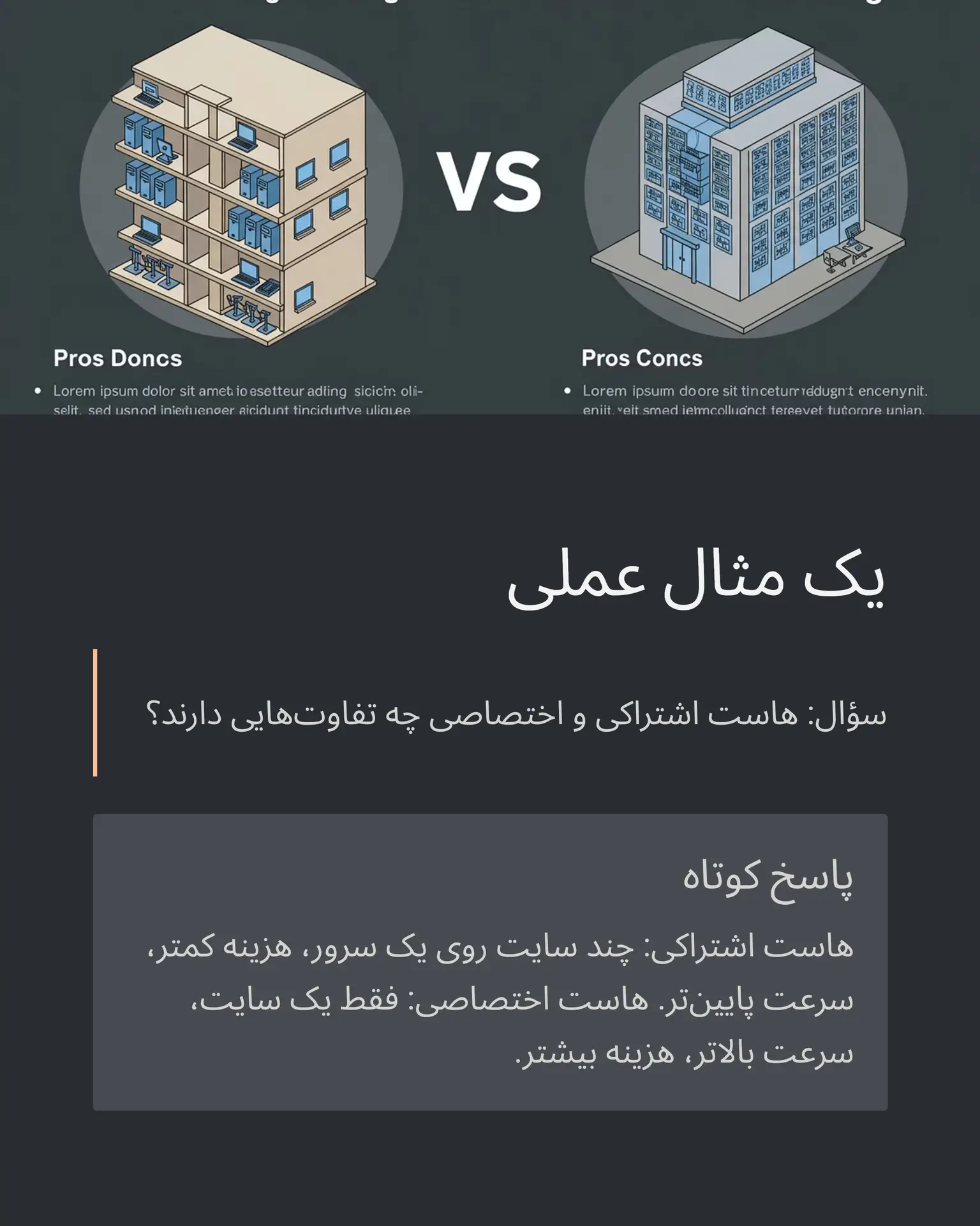 فرض کن بخوای تفاوت هاست اشتراکی و اختصاصی رو توضیح بدی.