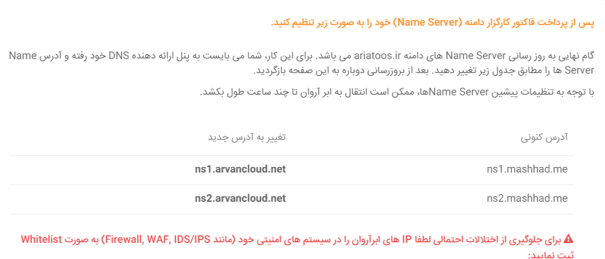 مرحله 5: پرداخت و تغییر NS ها