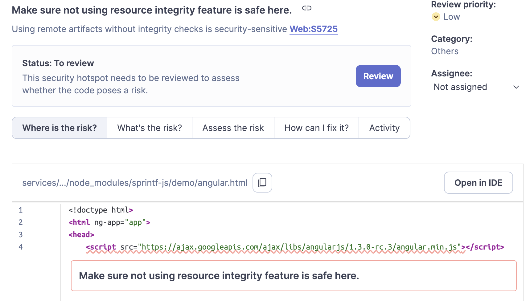 بارگذاری یک کتابخانه خارجی از طریق CDN بدون ویژگی integrity برای کنترل صحت
