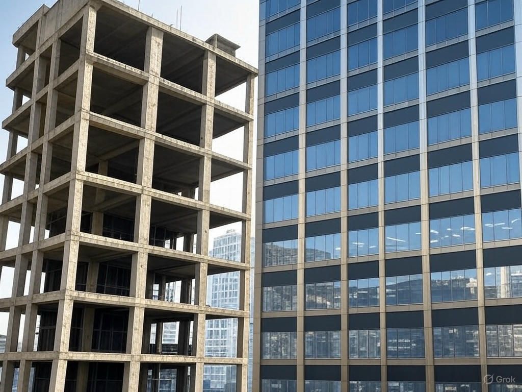 مقایسه اسکلت بتنی و فلزی