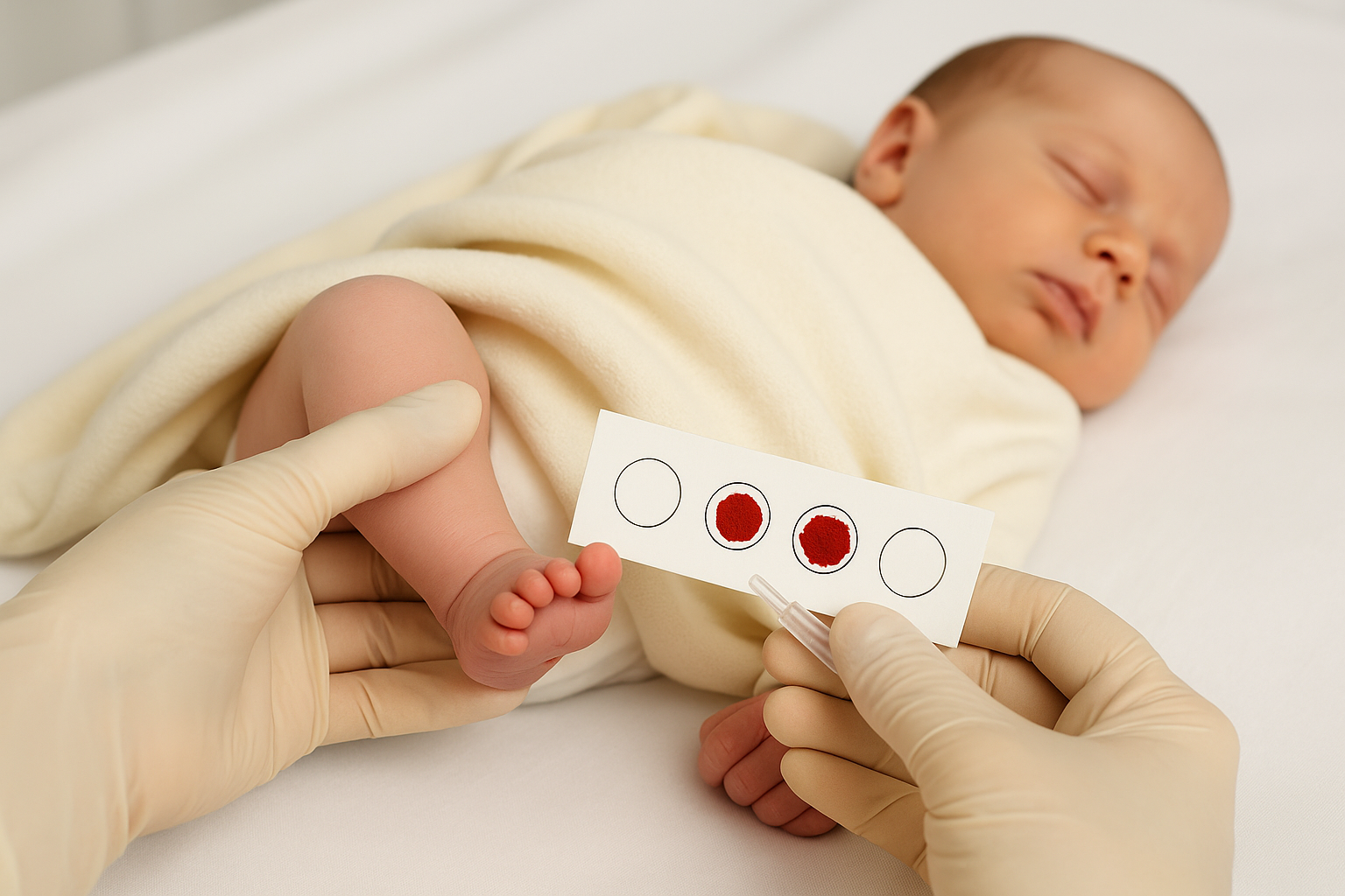 نمونهگیری خون از پاشنه پای نوزاد برای غربالگری کمکاری مادرزادی تیروئید