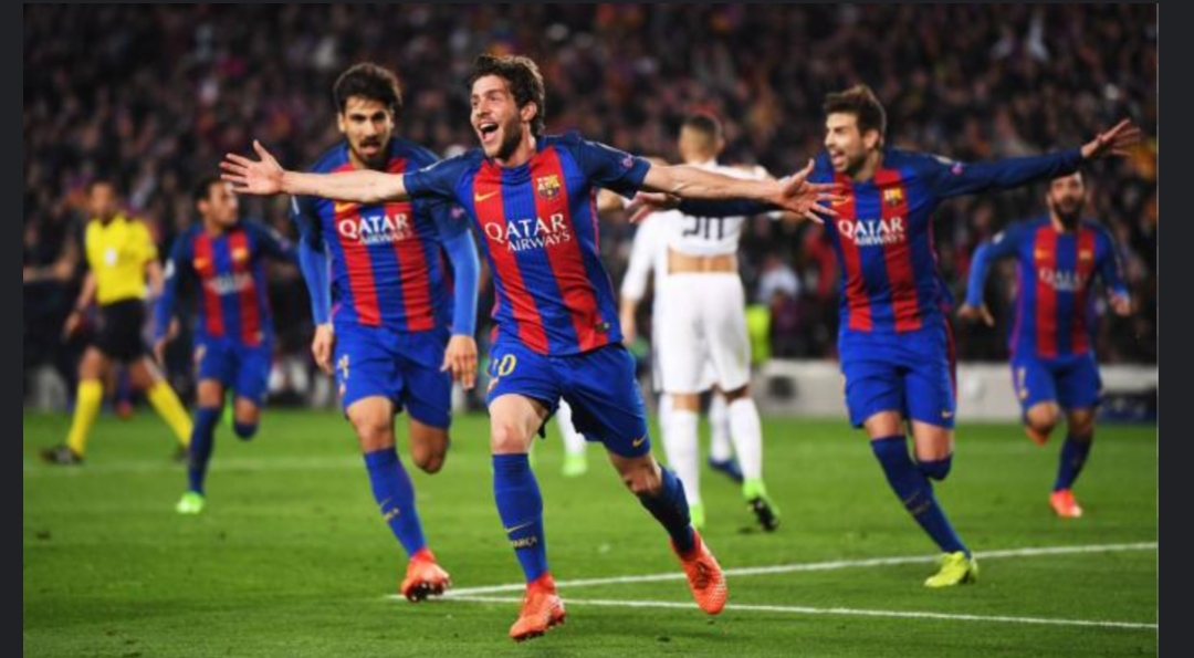 بزرگترین کامبک در تاریخ بازی های لیگ قهرمانان با برد ۱-۶ بارسلونا در برابر پاریس سن ژرمن با گل سرخی روبرتو در مرحله یک هشتم نهایی لیگ قهرمانان سال ۲۰۱۷