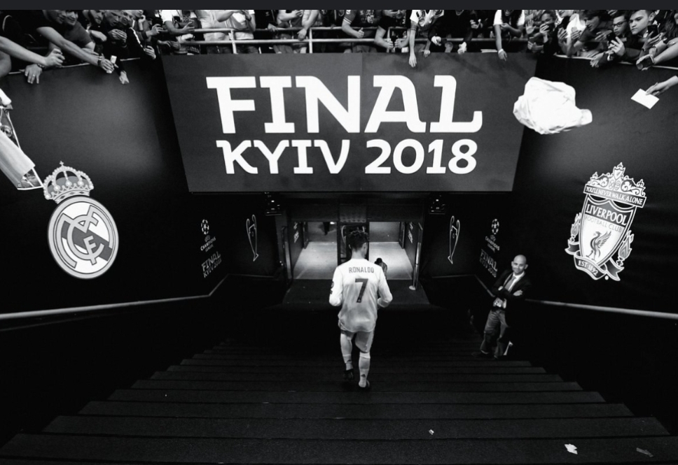 آخرین بازی کریستیانو رونالدو برای رئال مادرید در سال ۲۰۱۸ در فینال لیگ قهرمانان اروپا مقابل لیورپول در شهر کی یف