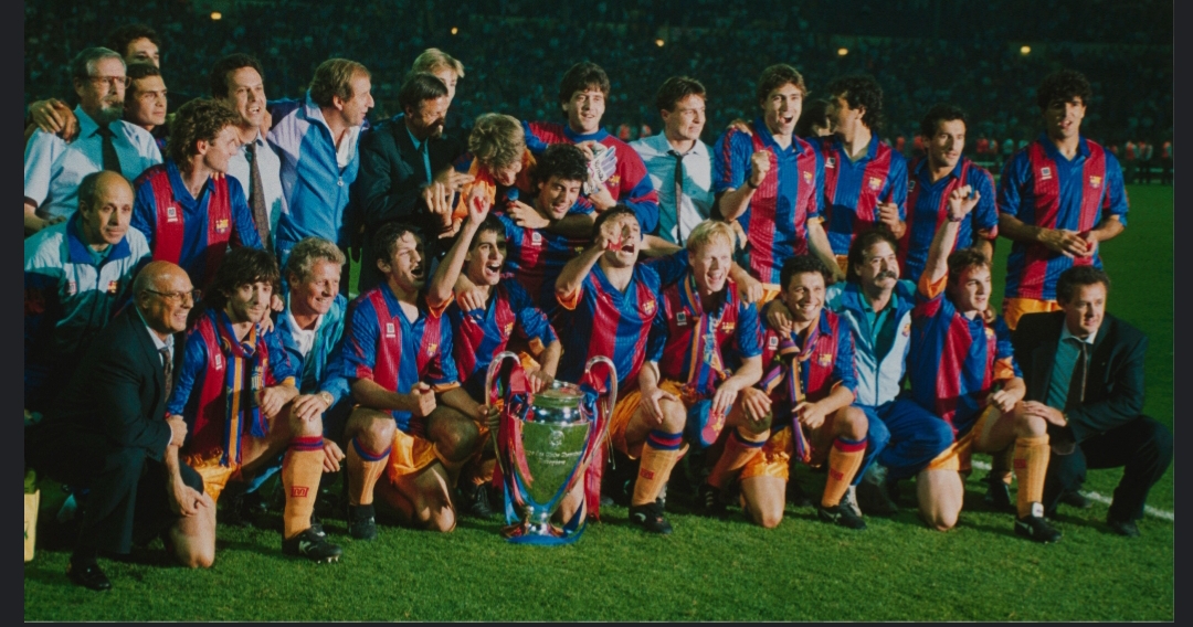 اولین قهرمانی تاریخ بارسلونا در سال 1992 در جام باشگاه های اروپا که با سرمربیگری یوهان کرویف به دست آمد