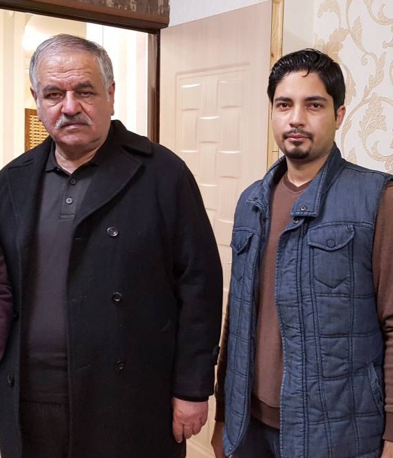 هادی یوسفی و استاد اصغر جاوید (پشت صحنه تولید مستند مرحوم احمد فیضی)