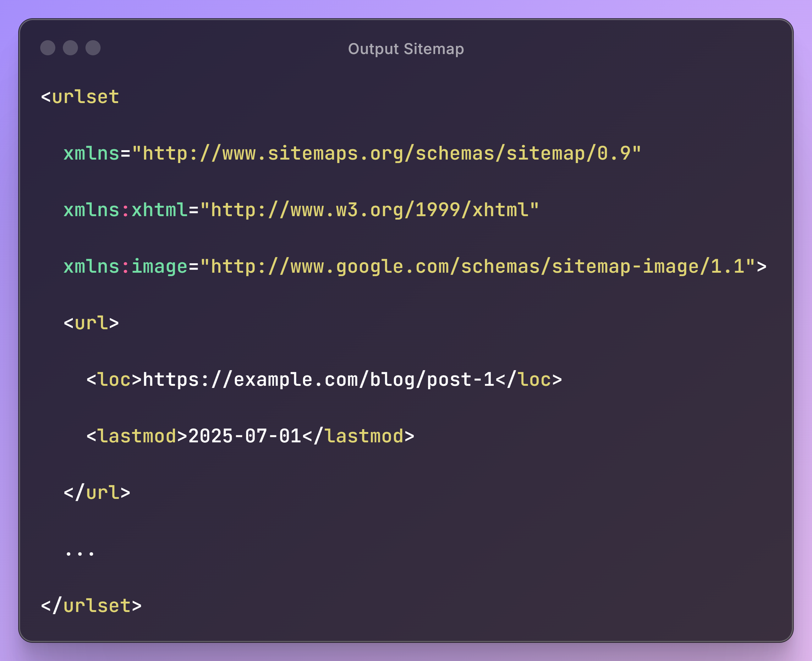 نمونه خروجی نهایی فایل sitemap به فرمت XML