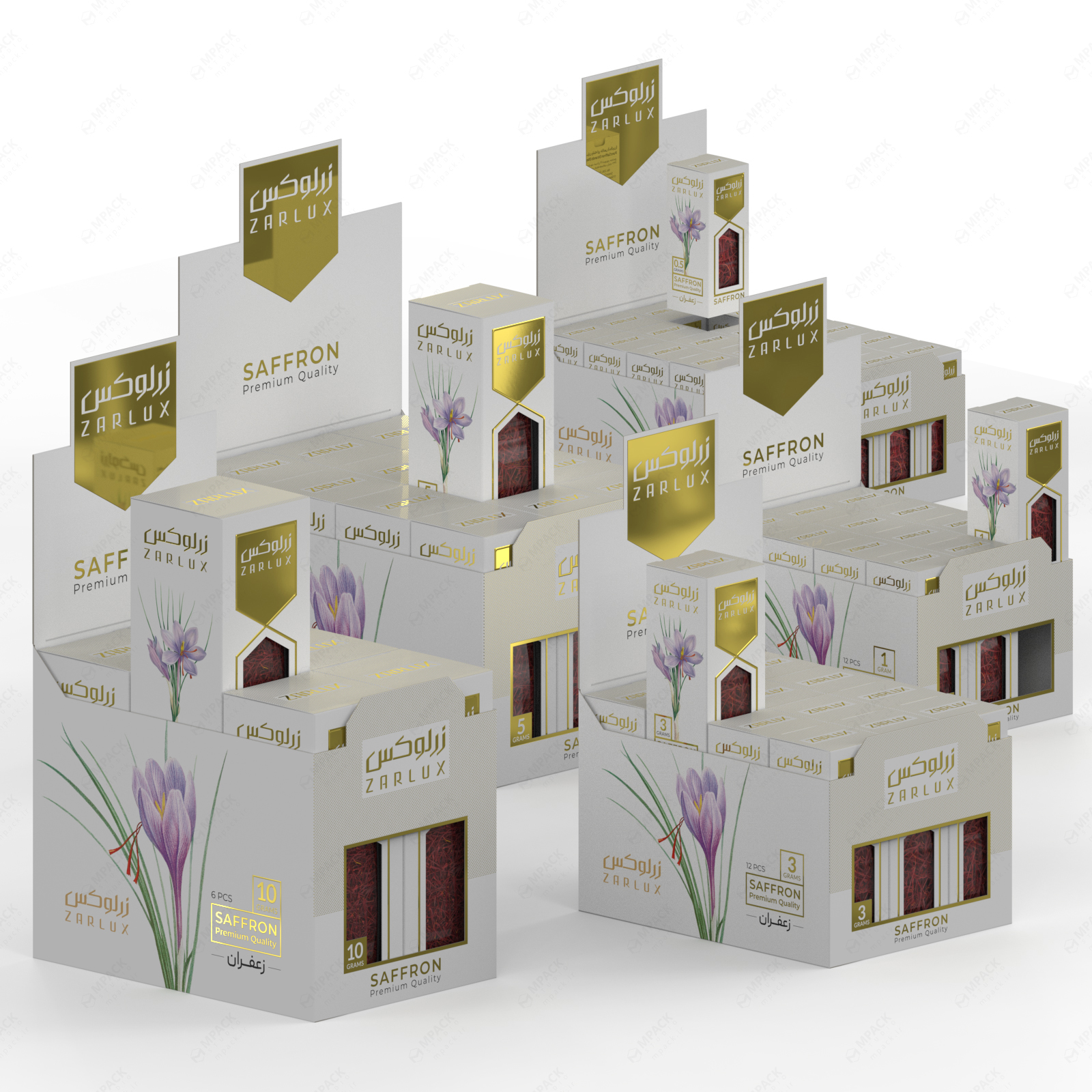 جعبه مادر زعفران نگین زرلوکس طراحی شده در استودیو حرفه ای امپک مشهد