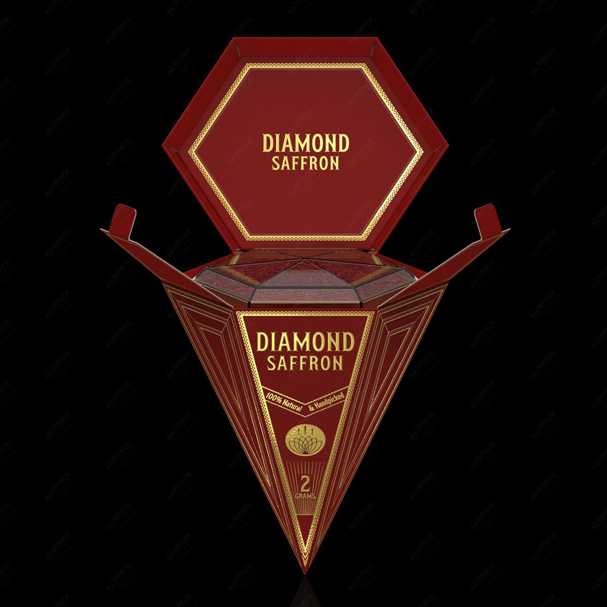 نمونه کار طراحی بسته بندی زعفران دیاموند توسط استودیو طراحی امپک