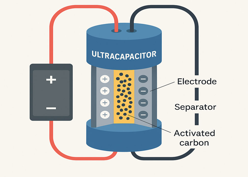 شکل3- مکانیزم ابرخازن - باتریها و کاربرد ویژه کربن فعال