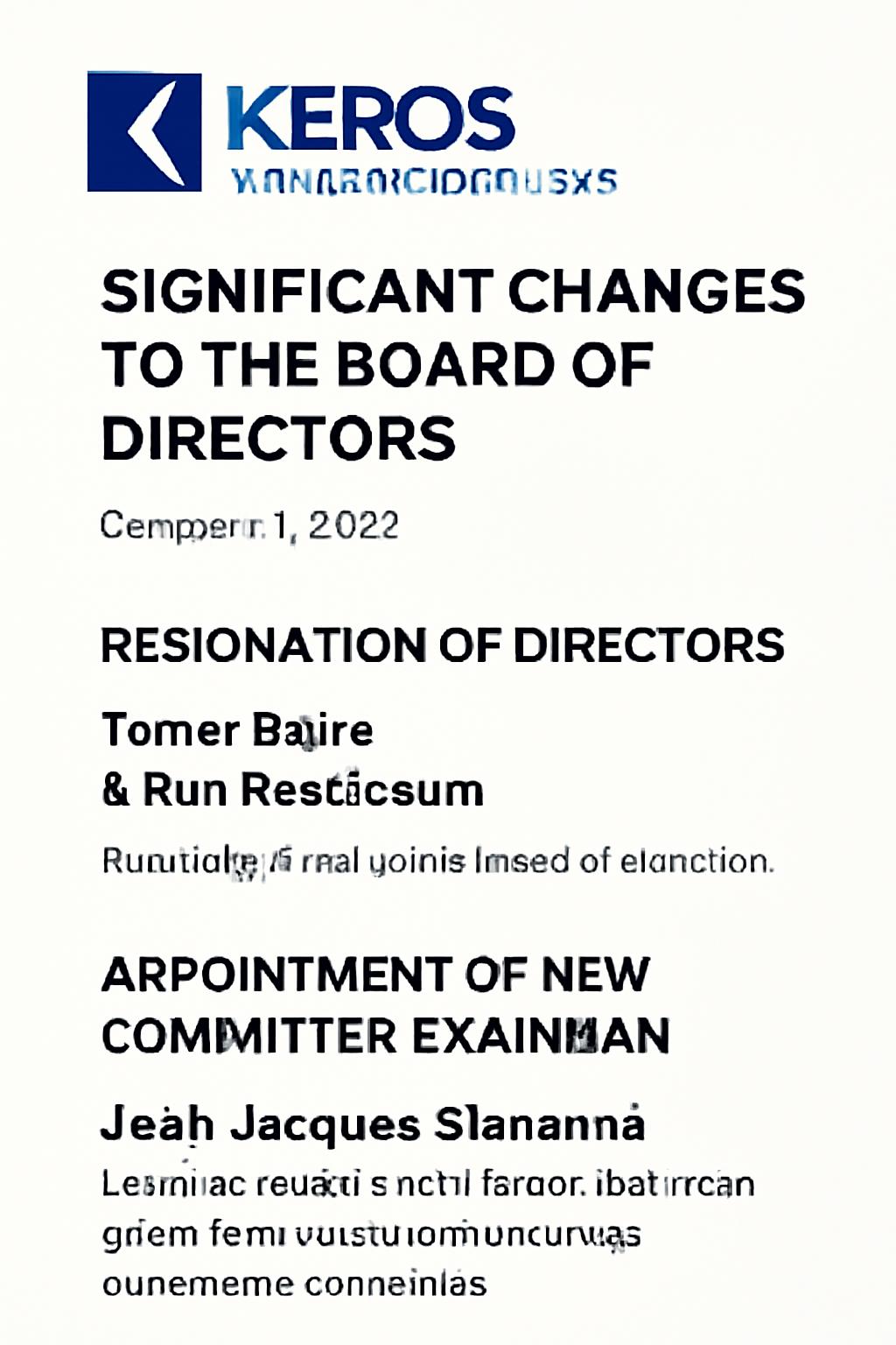 تغییرات مهم در هیئت مدیره شرکت کروس ترپیوتیکس