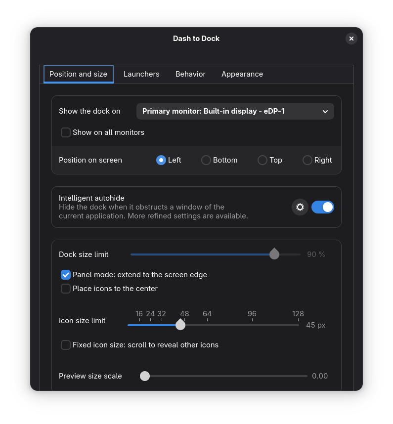 فعال کردن سایدبار سمت چپ یا دش (dash) در فدورا 42