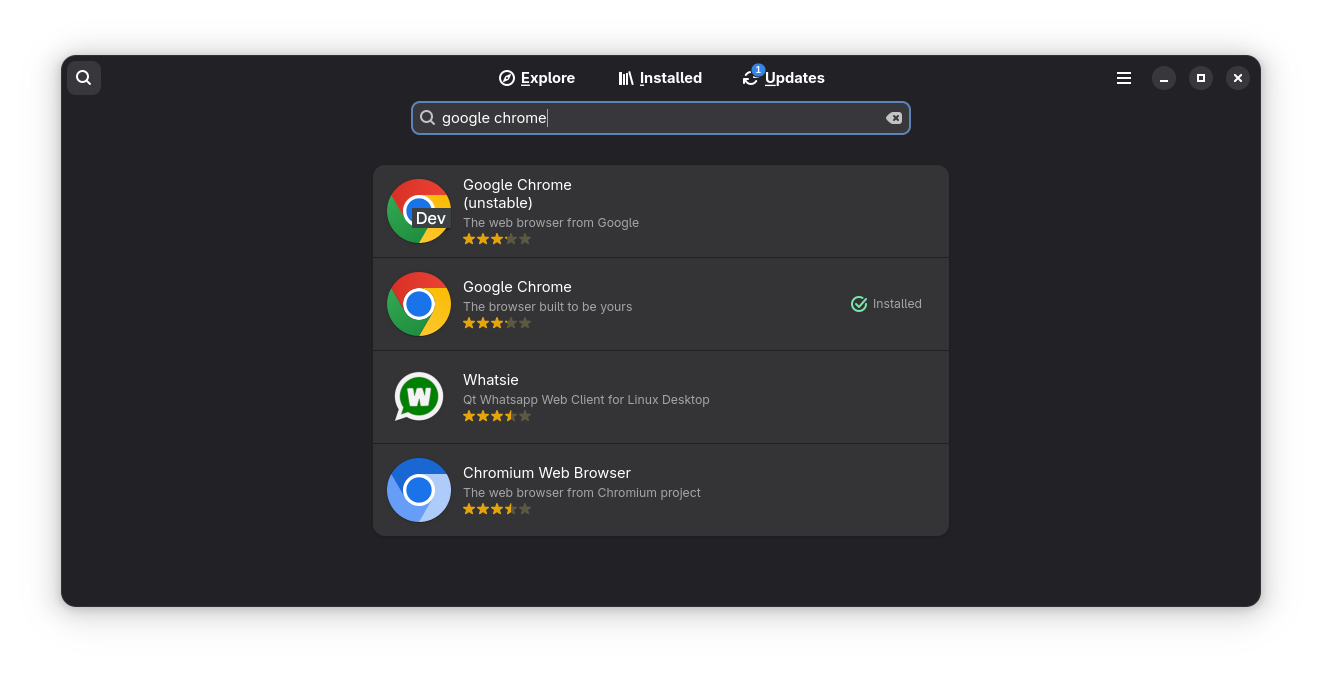 نصب Google Chrome در فدورا 42 از طریق اپلیکیشن خود سیستم عامل