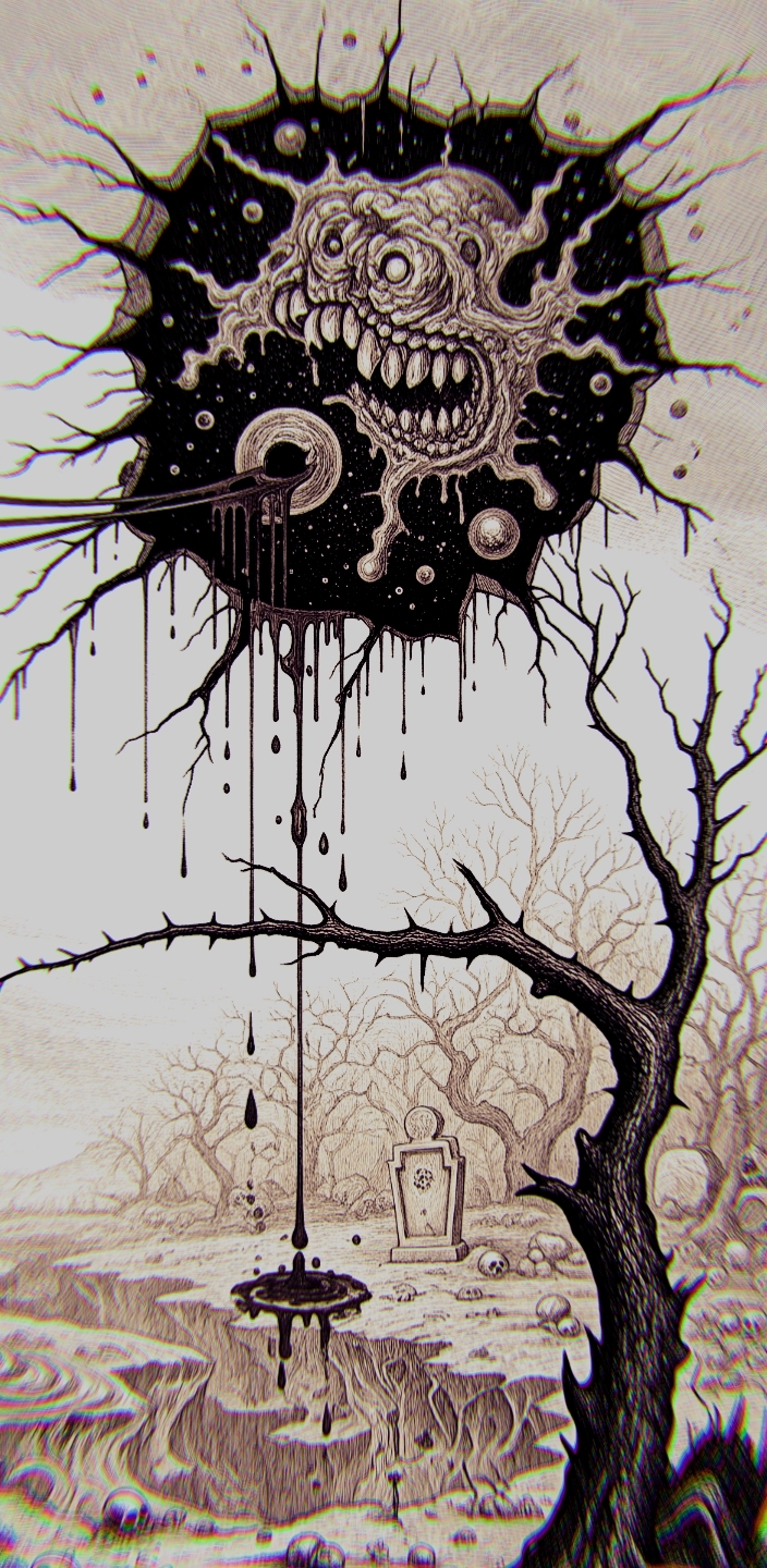 ملک الموت داس خود را رو به آسمان گرفت و در حرکتی نمادین با آن سلاح شعورمند ، آسمان را خراش داد و ابعادی غریب از کیهان را شکافت.