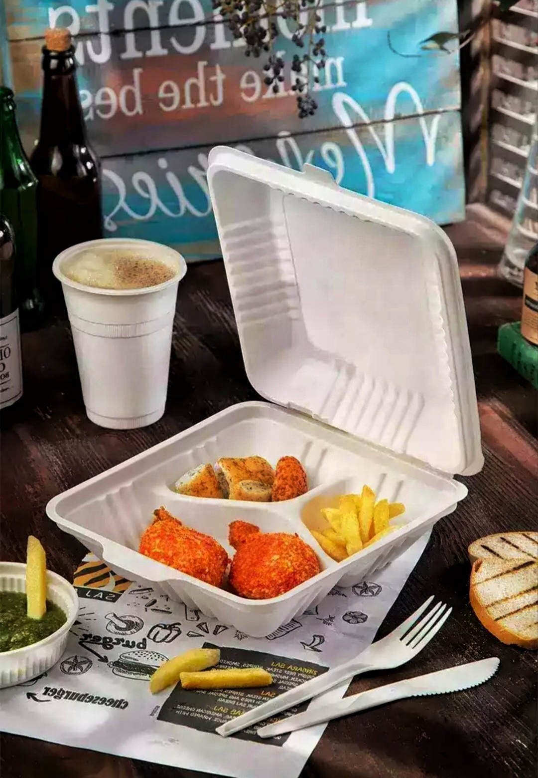 ظرف یکبار مصرف چند قسمتی گیاهی