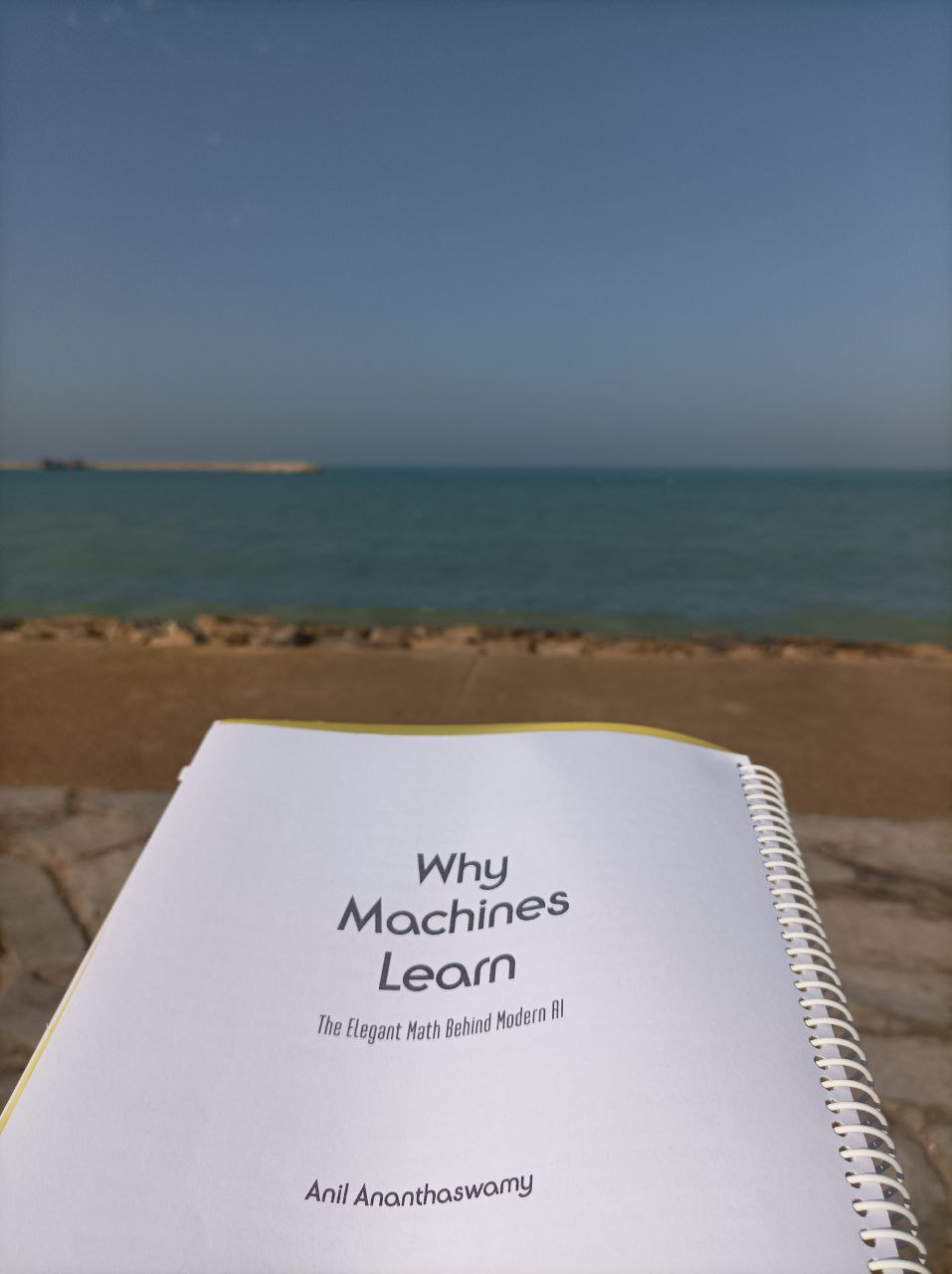 شروع خواندن کتاب Why Machines Learn در کنار ساحل زیبای بوشهر