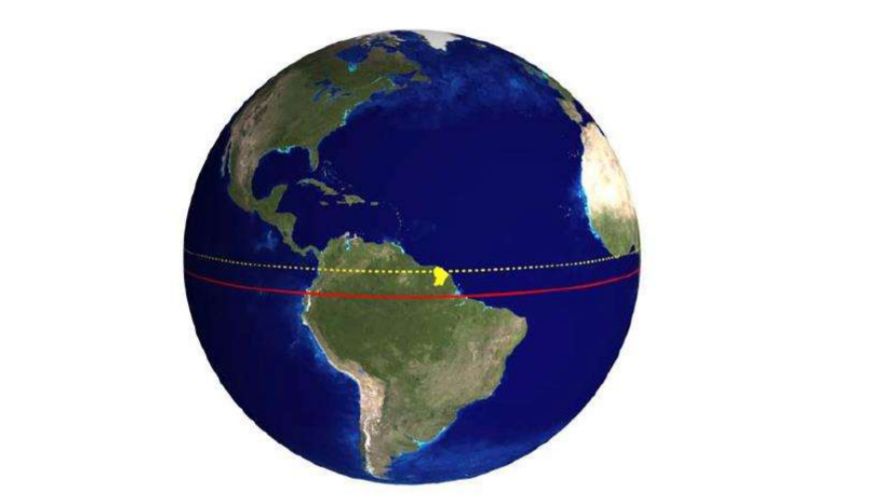 موقعیت پایگاه پرتاب گویان فرانسه در نزدیک خط استوا