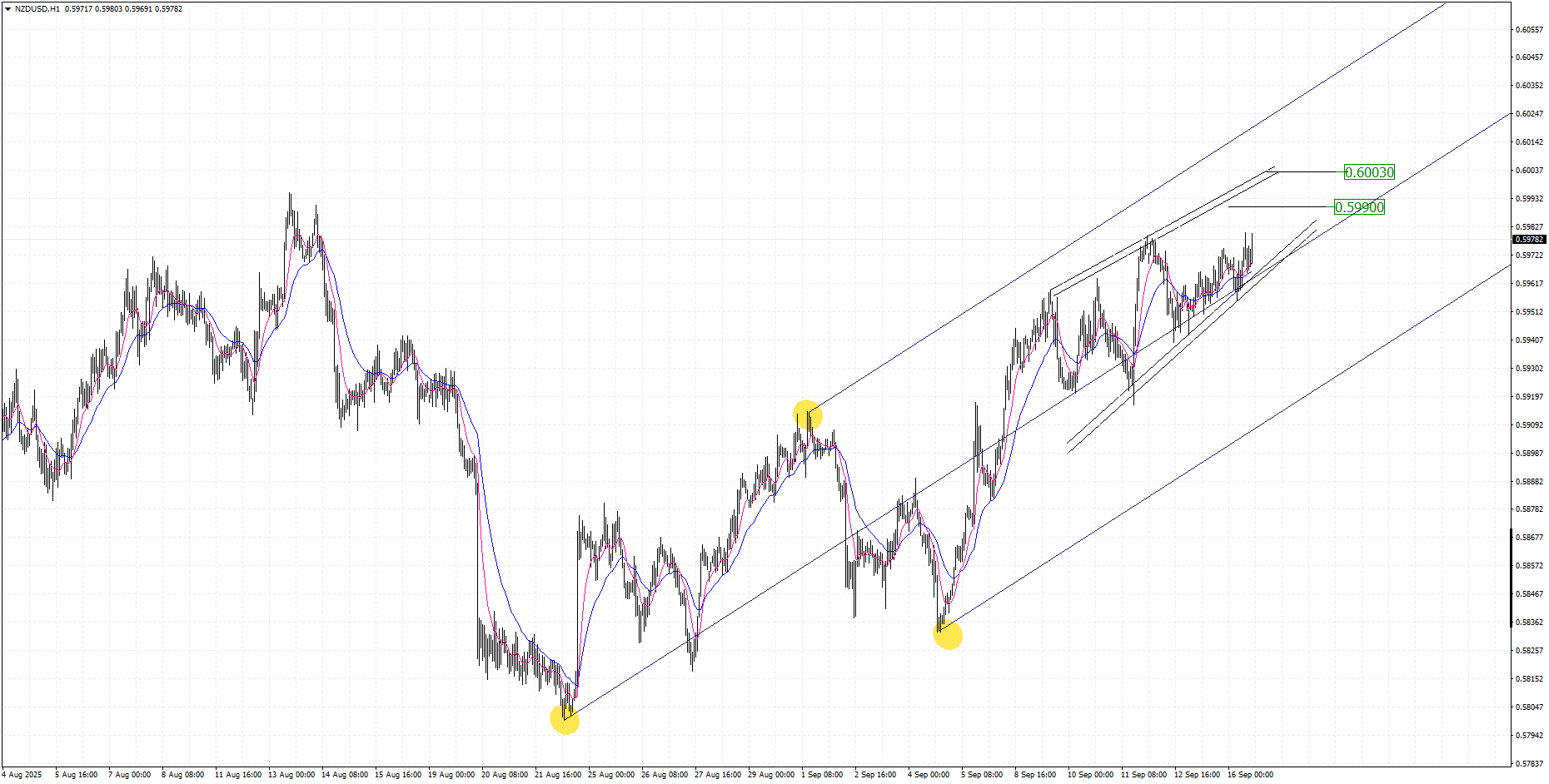 تحلیل تکنیکی NZDUSD ، تایم فریم یک ساعته