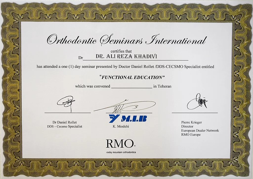 مدرک دوره ارتودنسی فانکشنال