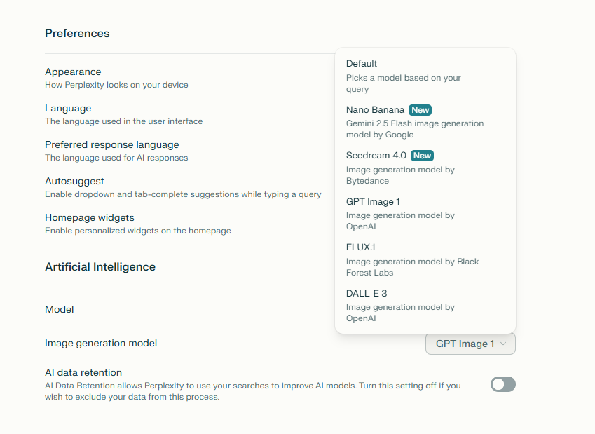 تغییر مدل های تولید تصویر پرپلکسیتی
