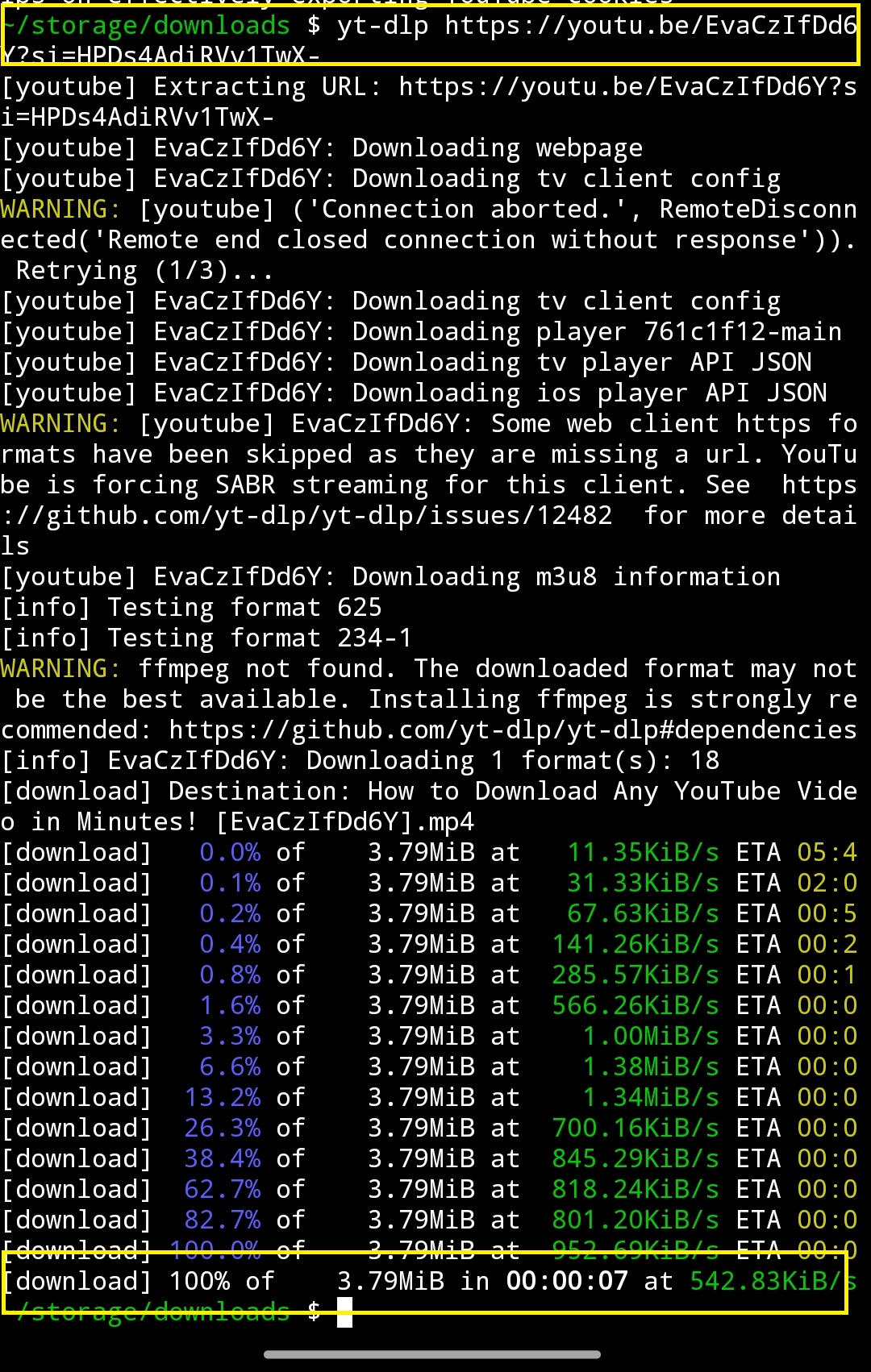 دانلود یک ویدئو به وسیله پکیج