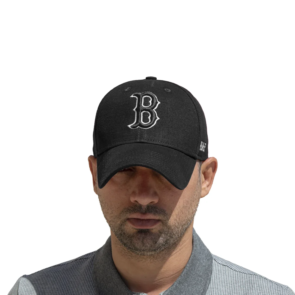 کلاه مشکی مردانه با لگو تیم بیسبالی بوستون رد ساکس مدل کلاه بیسبالی