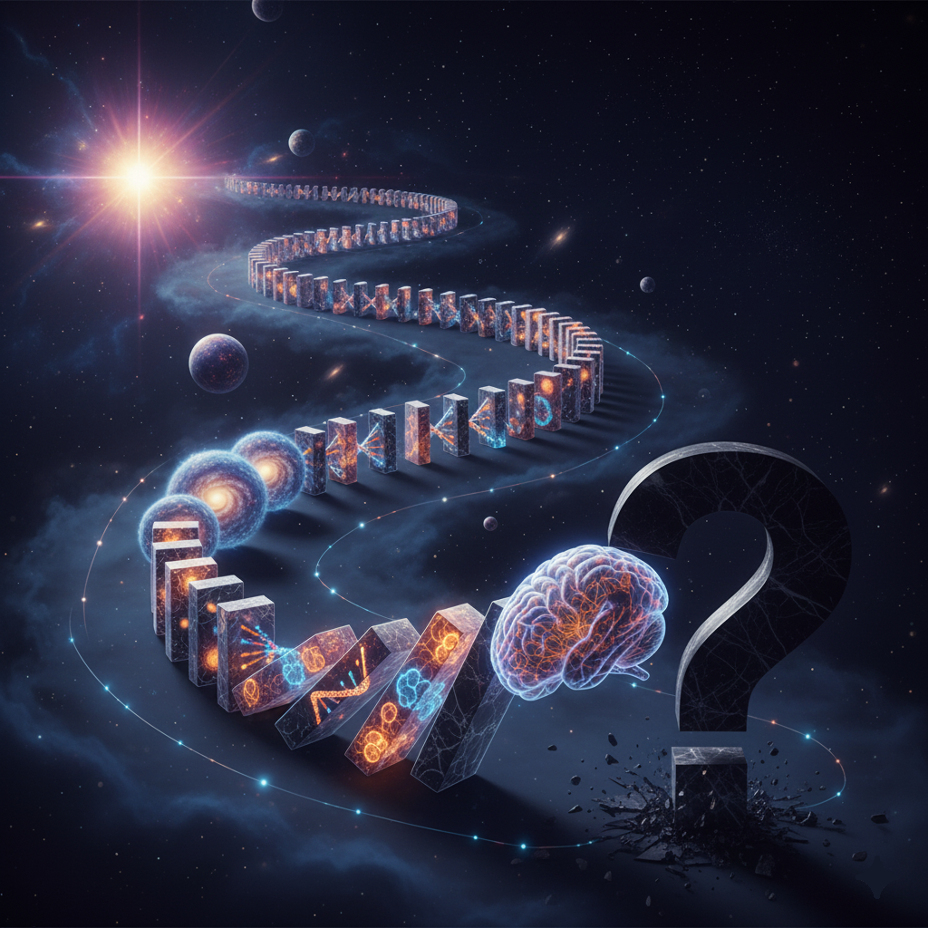 اگر از ابتدای کیهان هر علتی معلولی داشته پس هر انتخاب ما هم معلول، علت قبل از خود و محتوم خواهد بود