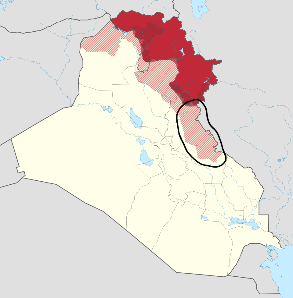 جایی که خط زدم مناطق فیلی نشین عراقه که تحت کنترل کردها نیست