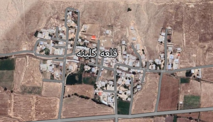 تصویر ماهواره‌ای روستای قلعه گلینه از گوگل مپ