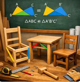 رابطه‌ی بین همنهشتی مثلث‌ها و ساخت صندلی و میز