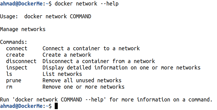 docker network --help