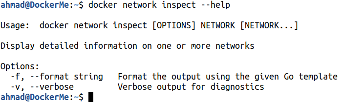 docker network inspect --help