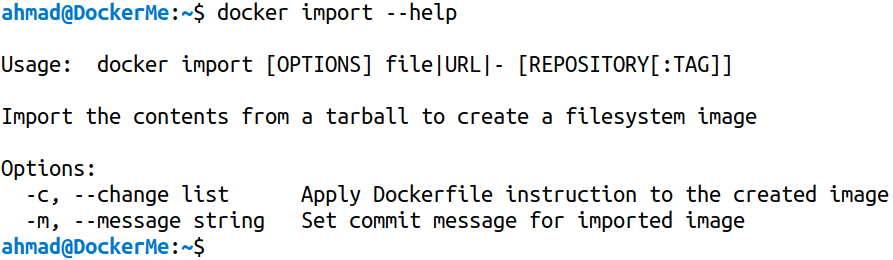 docker import --help 