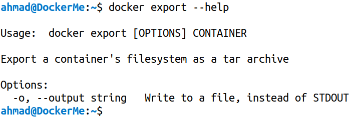 docker export --help