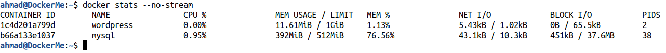 docker stats --no-stream