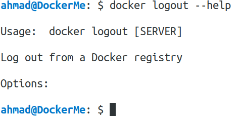 docker logout --help