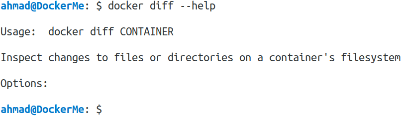 docker diff --help