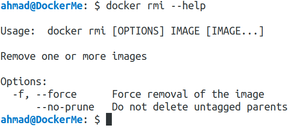 docker rmi --help