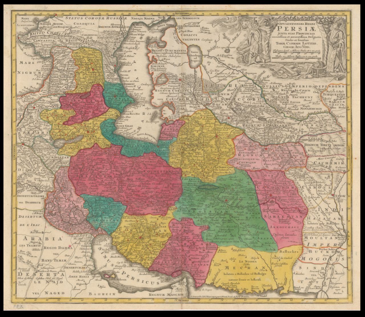 نقشهای تازه و دقیق از پادشاهی بسیار غنی ایران با توجه به ولایت های آن اثر توبارد (۱۷۵۰ م) یک سال پیش از پادشاهی زندیه