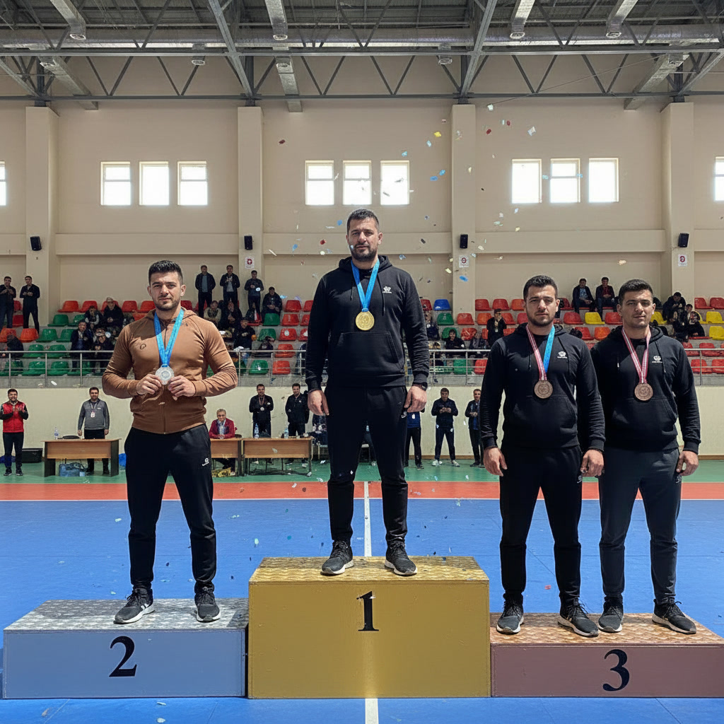 وحید اردشیری در مسابقات قهرمانی کشتی پیشکسوتان استان البرز.