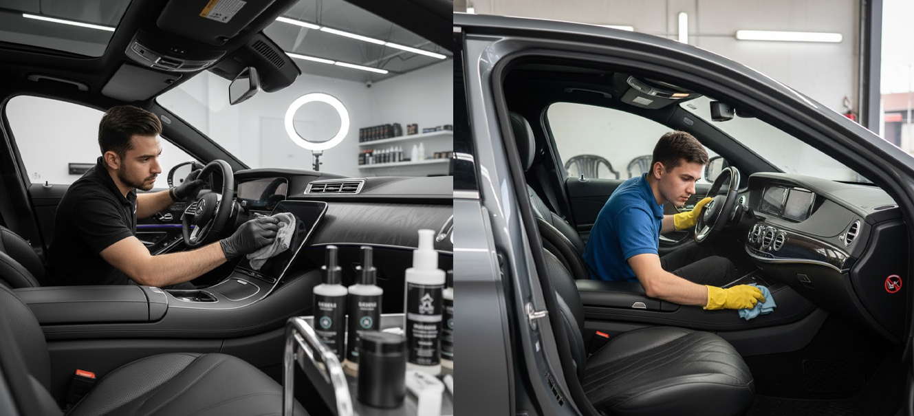 تفاوت کارواش معمولی (سمت راست) و صفرشویی تخصصی (سمت چپ)