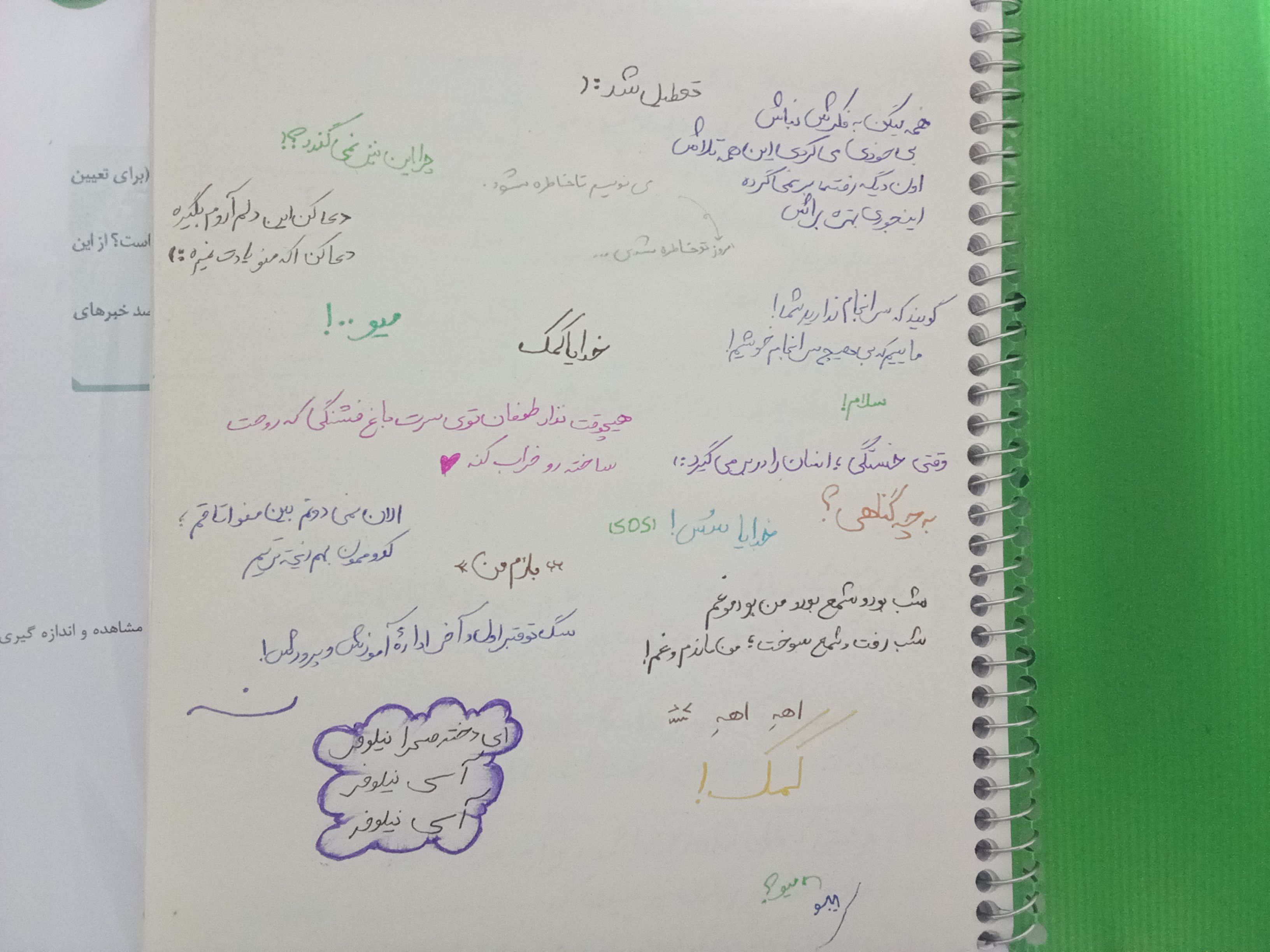 فیزیک..اون تیکه که با مداده رو من ننوشتم...بعضیاشم خط من نیس...امانت میدادم به دوستام اونا هم مینوشتن
