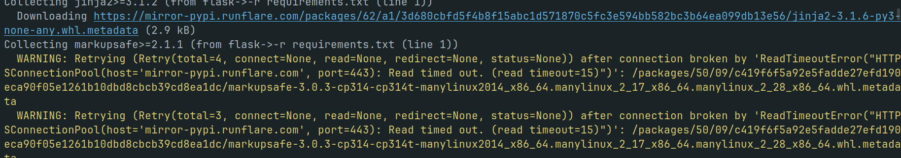 مشکل اتصال برای نصب markupsafe موقع نصب flask