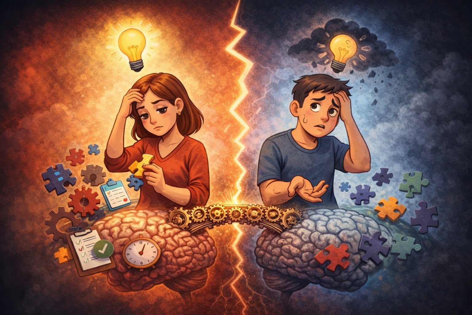 پارادوکسِ نظم و هوش: راهنمای مدیریت پویایی‌های پیچیده در زوجینِ ADHD با شکافِ شناختی