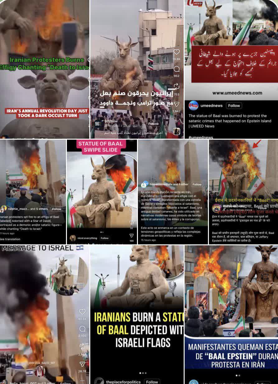 بازتاب رسانه ای سوزاندن مجسمه بعل و ابلیسک در راهپیمایی