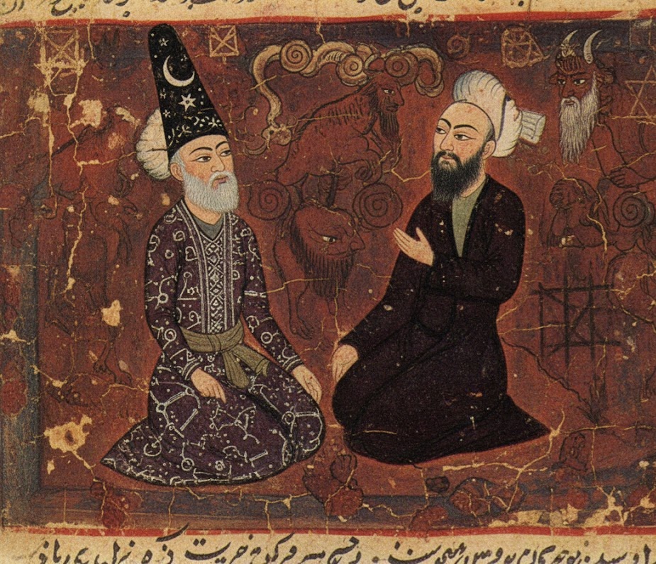 نگاره بحث شمس تبریزی با آگرشاه مروزی